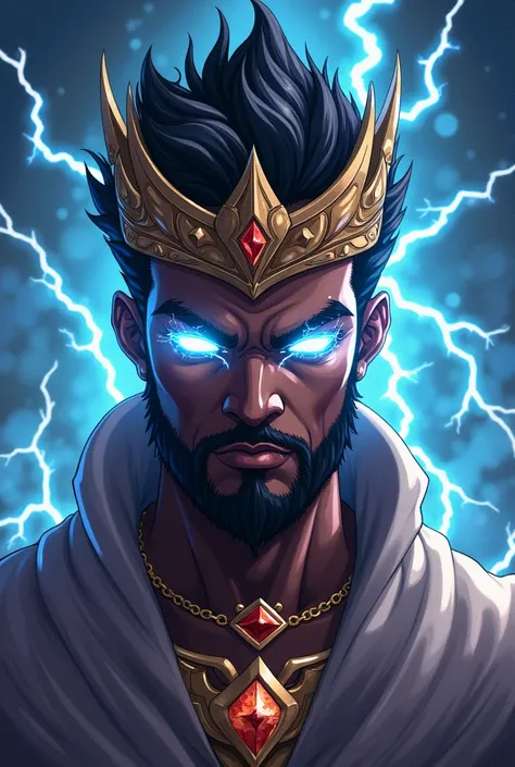 Anime Black man king with lighting eyes nft