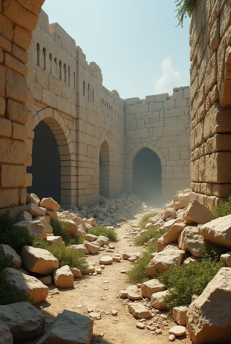 Jerusalem walls destroyed fallen