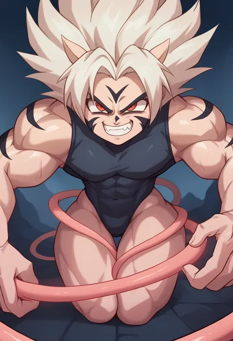 highest quality,based on anatomy,huge muscles,vegeta and kogenta (onmyou taisenki)mix with,devil's body,sexually attractive gest...