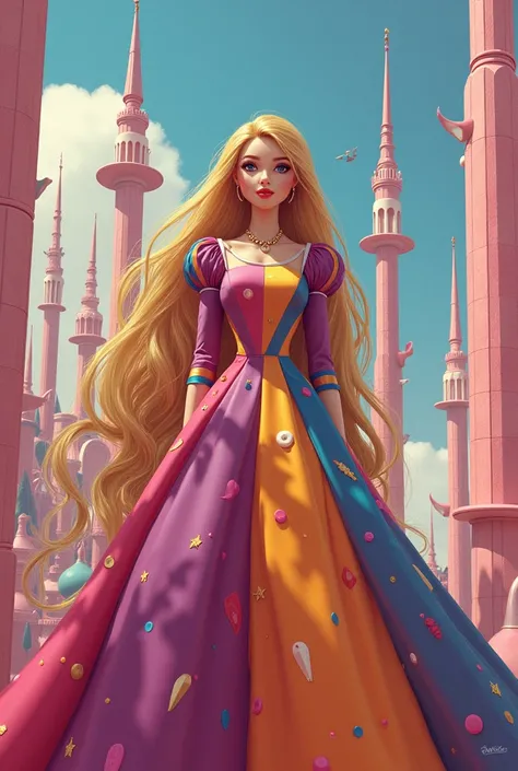 Make a rapunzel mixture,  with characteristics of the harlequin with the barbie