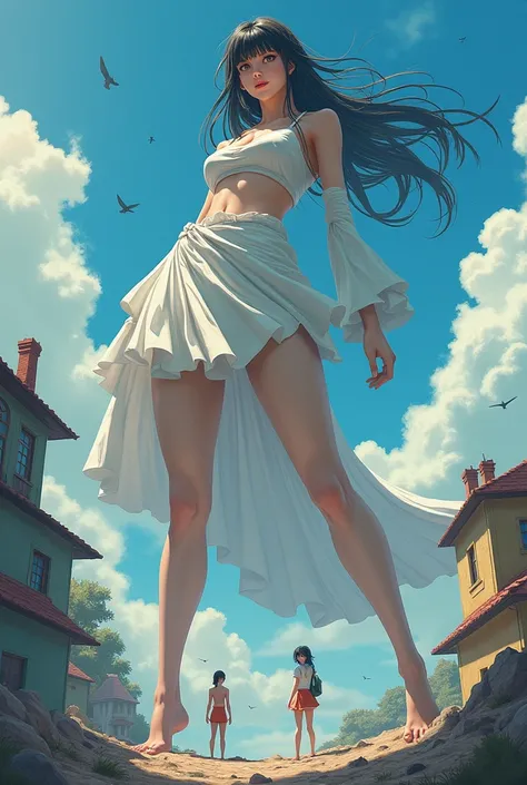 giantess anime girl with giant foot stepping on tiny