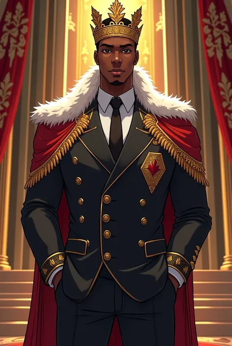 Anime Black man king with crown and suite
 nft