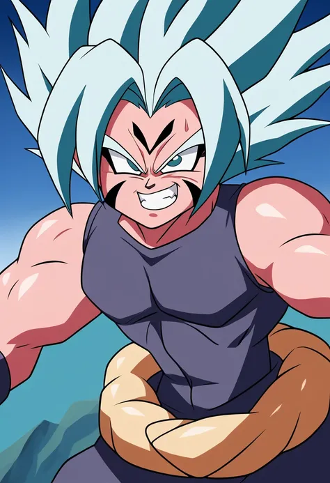 Highest quality,Based on anatomy,Huge muscles,Vegeta and Kogenta (onmyou taisenki)Mix with,Devils Body,Sexually attractive gestures,((Shiny skin,Glowing Skin,The moment the demon takes over your body,Enormous wings and horns growing,A look filled with evil...