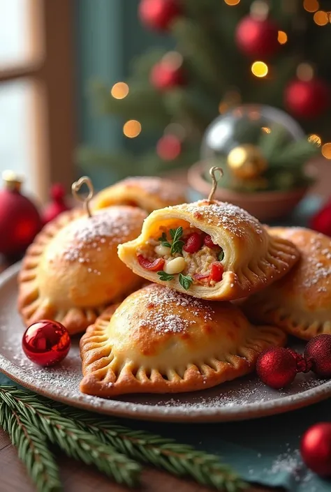 Representation of Christmas chicken empanadas using digital graphics