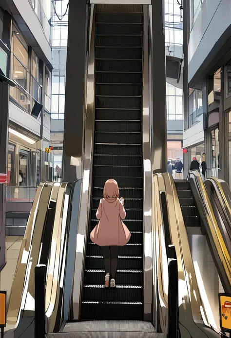 Woman being secretly photographed、escalator