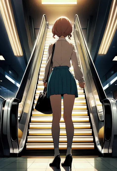 escalator、A woman wearing a skirt、Voyeur from under the skirt