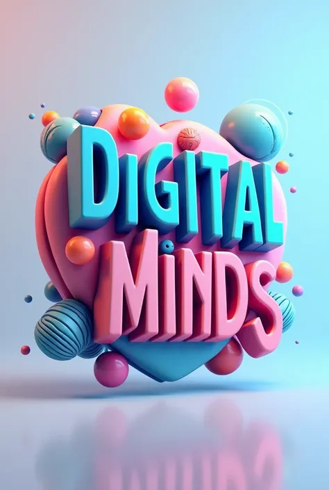 UN LOGO A 3D, FOR COMPANY CALLED "DIGITAL MINDS STUD IA" COLORFUL AND WITH A PLAIN BACKGROUND COLORFUL BUT IN HARMONY WITH THE LOGO, REALISTIC AND HIGH QUALITY, AUDIOVISUAL STUDY, PODCATS, youtube, instagramart, Tiktok