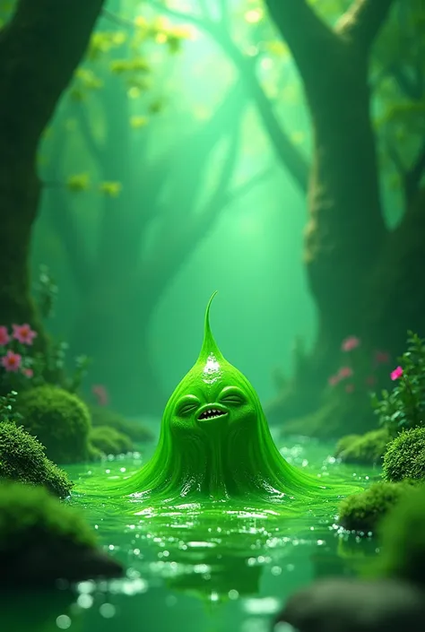 Create an image with a green slime background 
