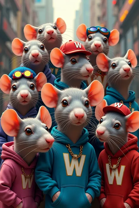 20 Rats with accessories with the letter w with a lot of style all the rats with an accessory of the letter w chains,suetas,gorraa,lumps and more