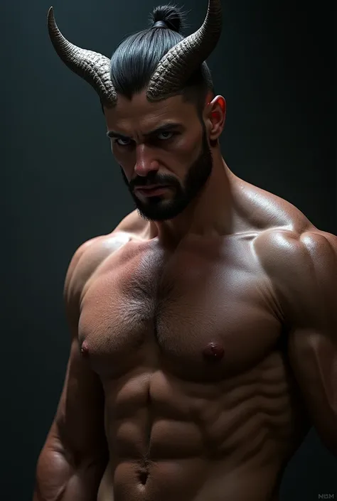 Strong sexy man with horns 