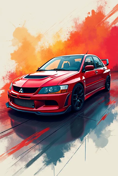 automobil mitsubishi evolution 4 animated to paint