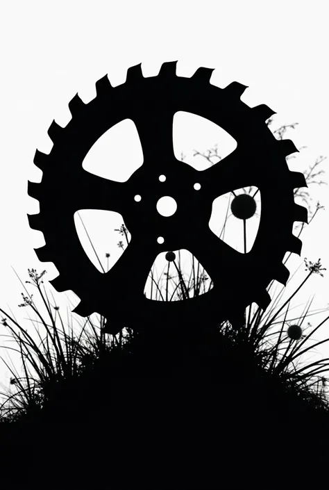 Black and white silhouette of circular saw with 5 cutting blades