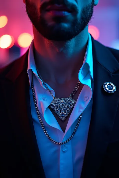 A chain with the letters Yeikei that literally says Yeikei in capital letters in Spanish but that has a very innovative diamond design like that of a great singer, more or less for a man, on a white person in a nightclub. Show me another design like Anuel&...