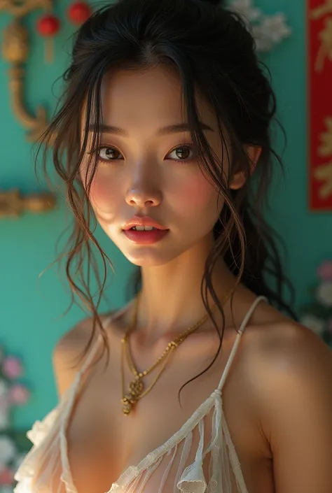 ((masterpiece)), ((Highest quality)), ((Perfect muscular body)), (The Most Beautiful Asia　Portrait of a European Girl), Eye for perfect detail, Face in perfect detail, Very elaborate nose, Open your mouth,  Perfect Teeth, Sharp body,  Charm, Perfect Face, ...