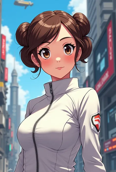 From STAR WARS Anime Girl Princess Leia Organa Cheeky Evil White Jacket Zip 