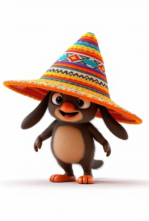 Generates an image with a white background showing a Peruvian hat (hello) animated with left orientation for a montage