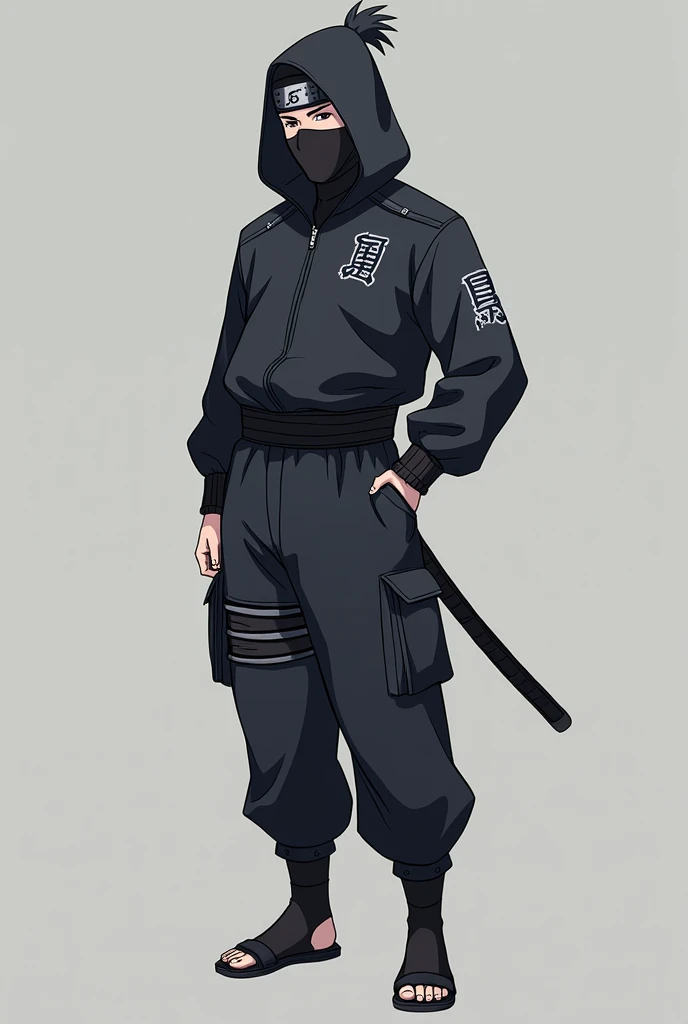 Martial arts training clothing，Sect NPC，Naruto Anbu Mask,Anime style,Anime Characters，Unisex,full-body shot,Solid color background,front Photo