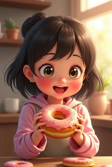 Girl holding a donut