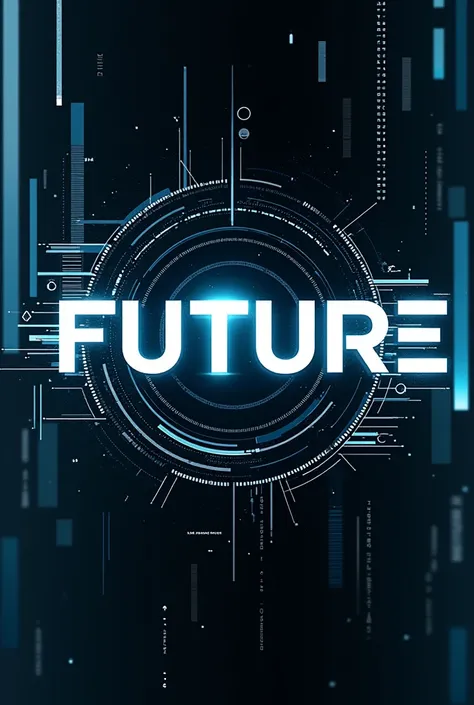 create a design with the word future made with orbitron typography with the background in binary codes or minimalist glitch