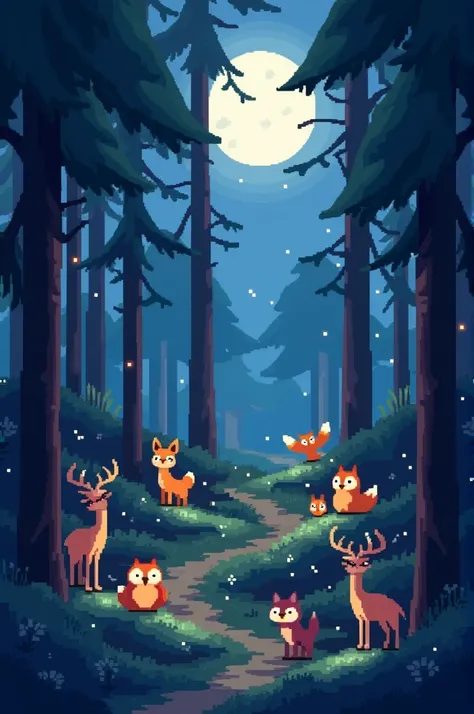 (pixel) forest at night