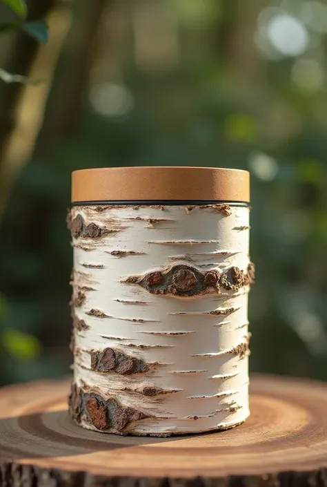 Make a cylindrical packaging made of birch bark