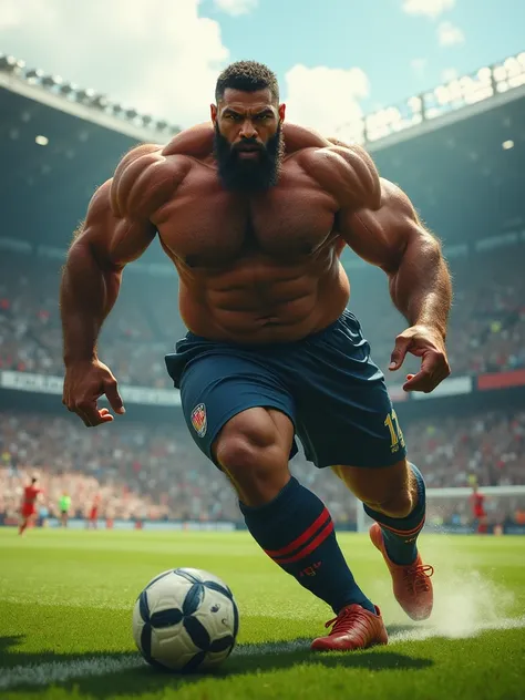 Big ass man playing soccer 