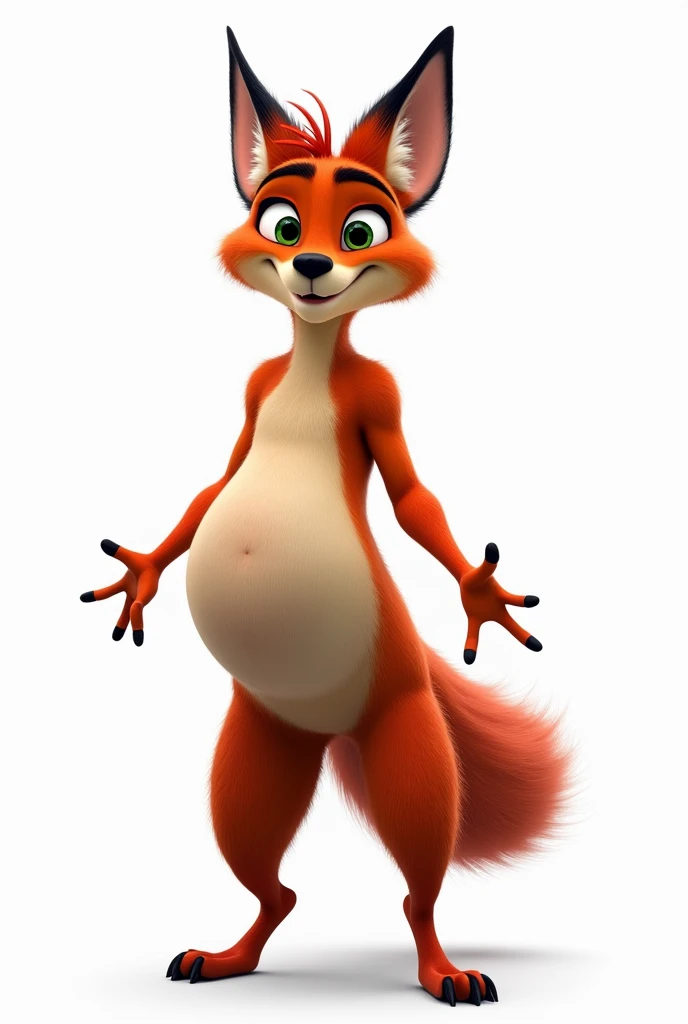 nick wilde, belly, huge penis, balls, white background, full body, solo, nude