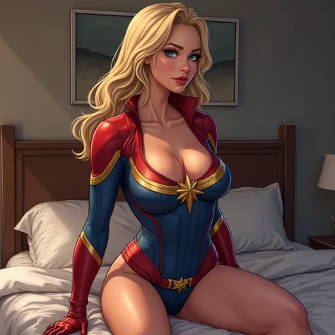 captain marvel,Undressing,topless,open chest,safe,アニメ風, 