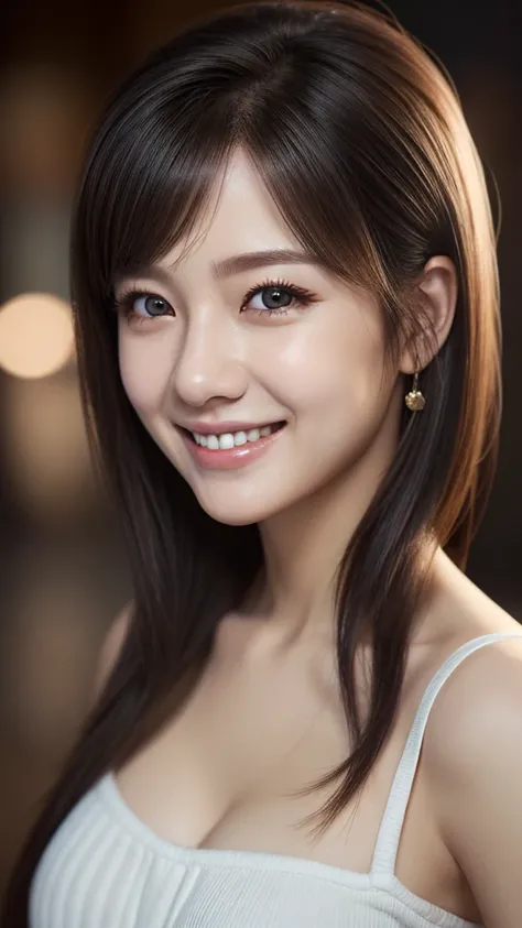 (best quality,ultra detali),(Realistic:1.37), "Tifa Lockhart", Beautiful and detailed face, black eye makeup, Ultra realistic texture, 精致的面容, cute smile expression