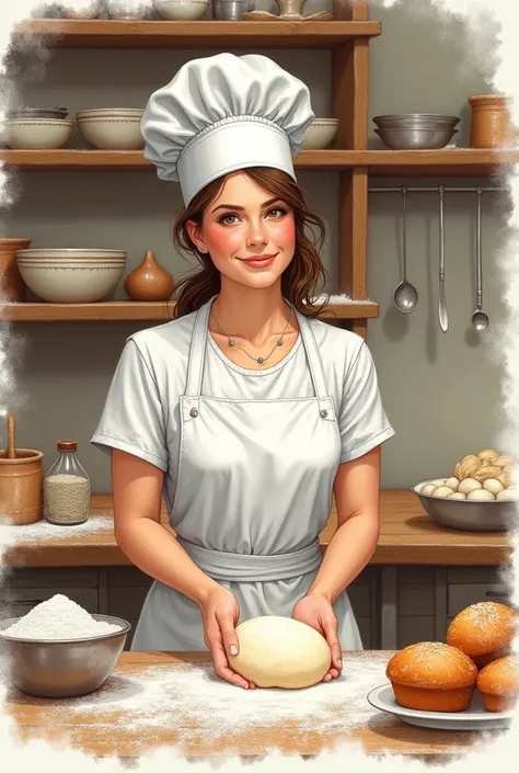 Drawing of a lady baker 