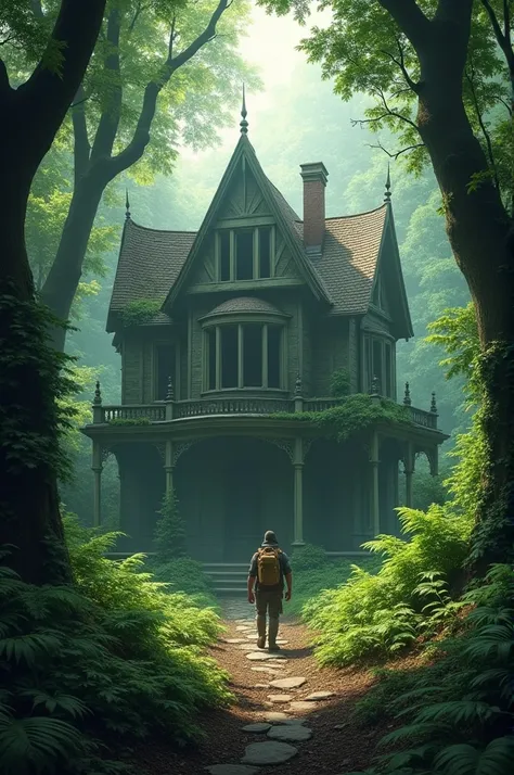 In the middle of the forest, he discovers a mysterious, abandoned mansion. 