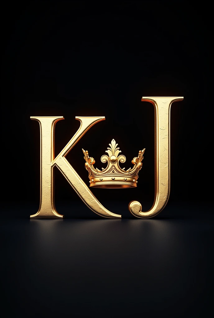 Letter “K” and also LETTER “J” with a golden king’s crown in the middle With a black background 
