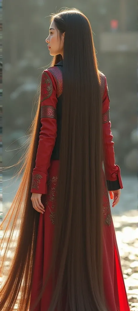 A chinese young lady,she was a woman soldier.She dress her woman soldier uniform and hold her sinaper gun.
A chinese young lady have a light bown the longest hair in the wrld length 20 meters more.Her longest hair is super thick,super stright and a big vol...