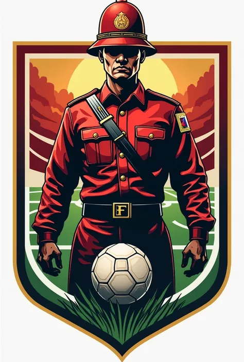 Create a football logo, team name Pocheon Football Association, Thai soldier image