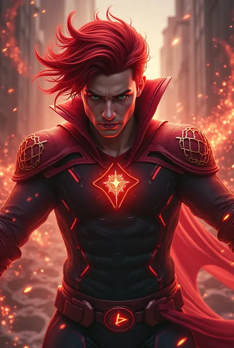 An eighteen-year-old male character inspired by Scarlet Witch