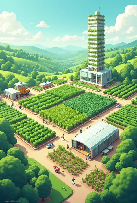 Innovative agriculture practices Poster 
Vertical farming, hydroponic, precision farming and slogan smart farming for a green future 