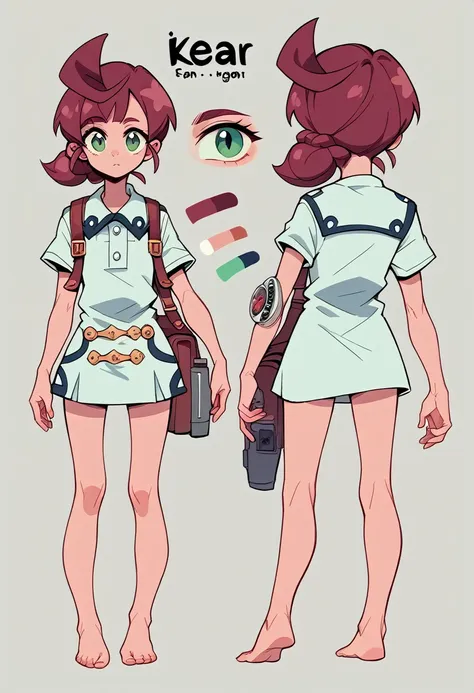 character reference sheet, conceptart, cute girl, short dress ,nice foot focus,barefoot, character sheet, the same character