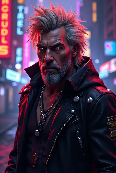 Rocker Jimmy Thunderbird, cyberpunk 2077, neon, borderlands