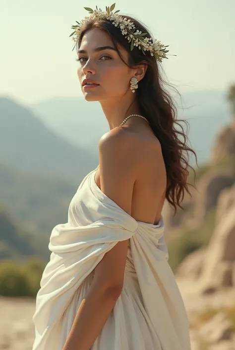 Ana Paula Arósio dressed as a Greek Goddess.