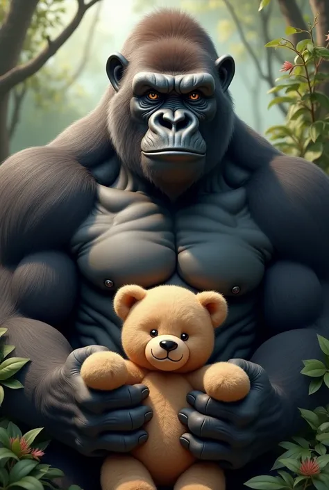 Gorilla Macho　Holding a teddy bear