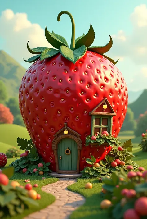 Big Strawberrys house cottage shape 3d
