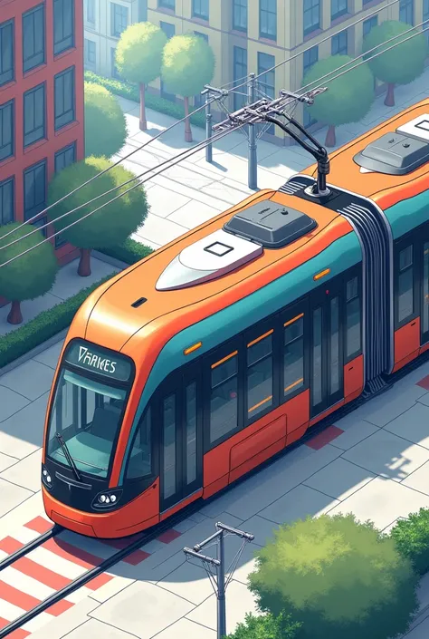 GENERATE A COMPLETE TRAM IN A 45 DEGREE ISOMETRIC DRAWING
