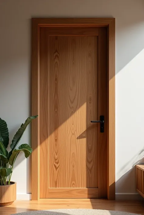 Unique and stylish single leaf wooden door for an interior designer office 