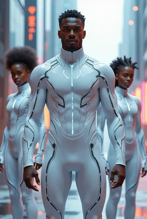 Black Panther costume from Marvel movie but not in black. But white. man. 2 teenager