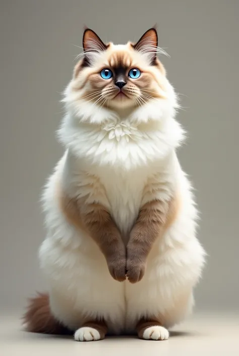 (photorealism:1.2), A Himalayan cat standing on two feet 