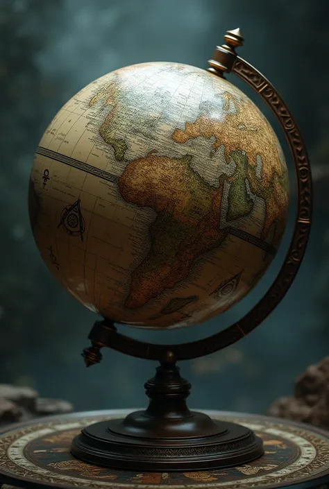 A globe with some Masonic symbols hidden in plain sight