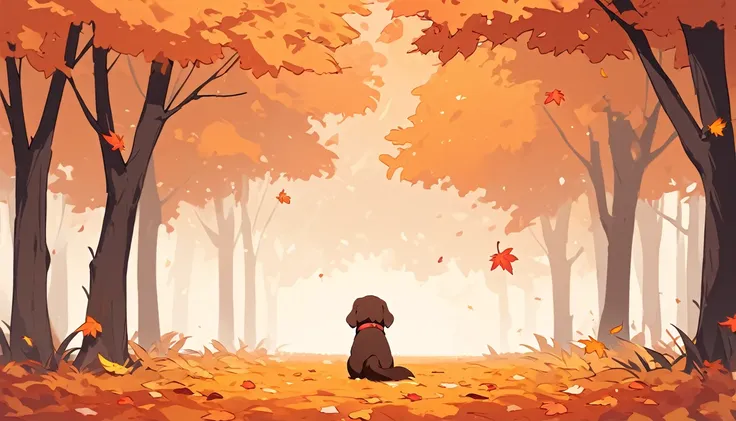 puppy minimalist ,autumn