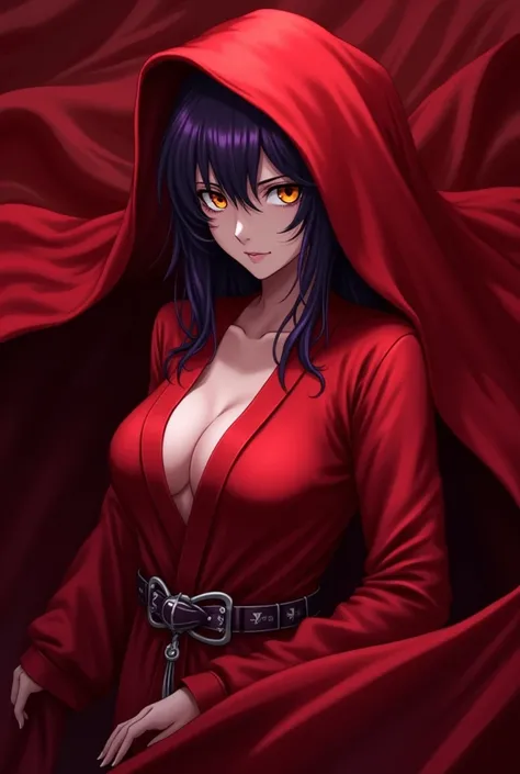 yoruichi de bleach en robe rouge en satin