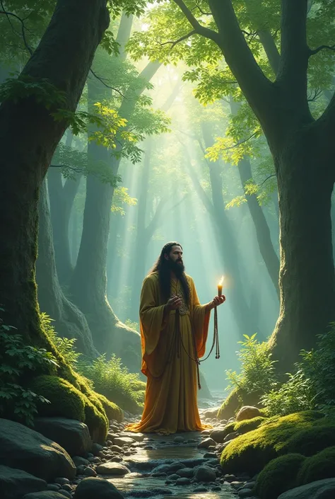 Kailash performs a solemn ritual at a secluded spot in the forest,