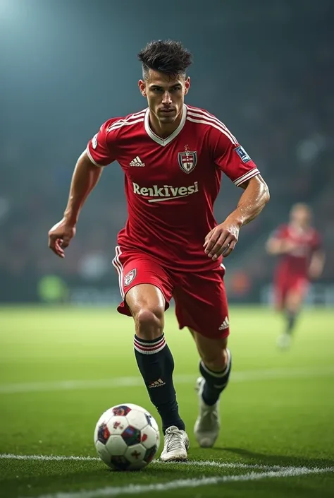 Handsome male soccer player slightly tanned and muscular 